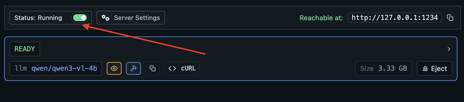 LM Studio Start Server button